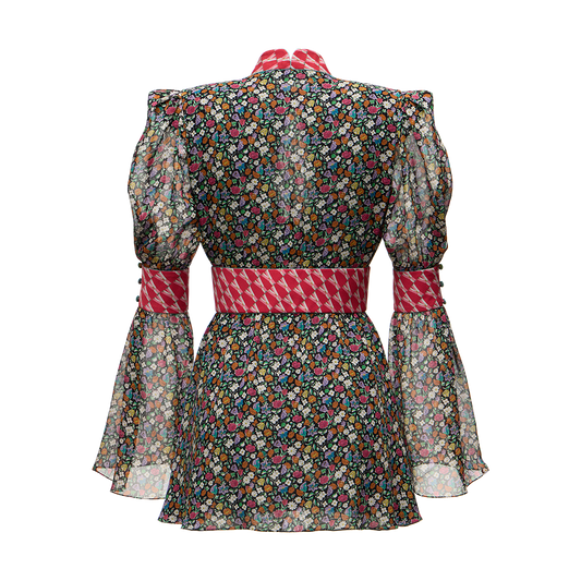 Silk chiffon dress with a signature print