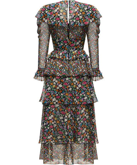 Silk chiffon dress with a signature print