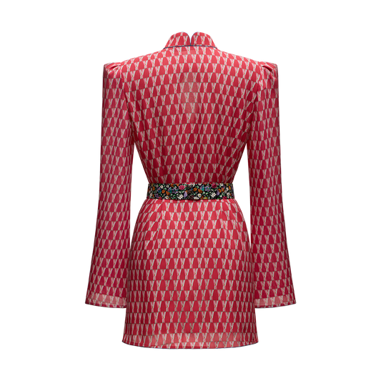 Silk georgette dress with a signature print