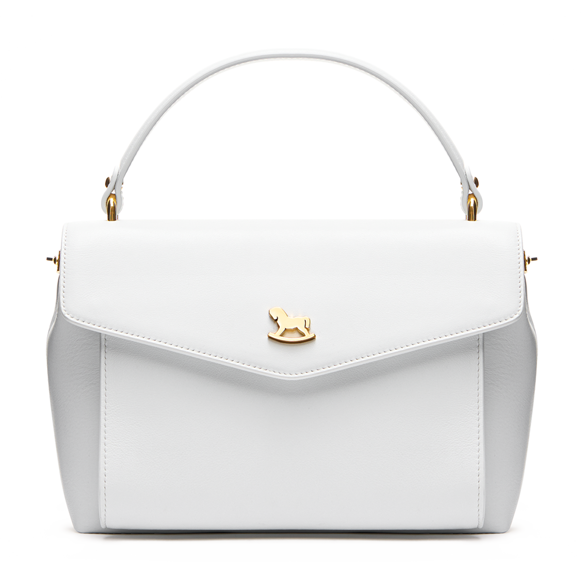 Leather satchel with a signature clasp