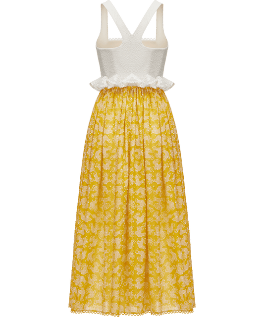 Cotton and linen dress with a signature animal print