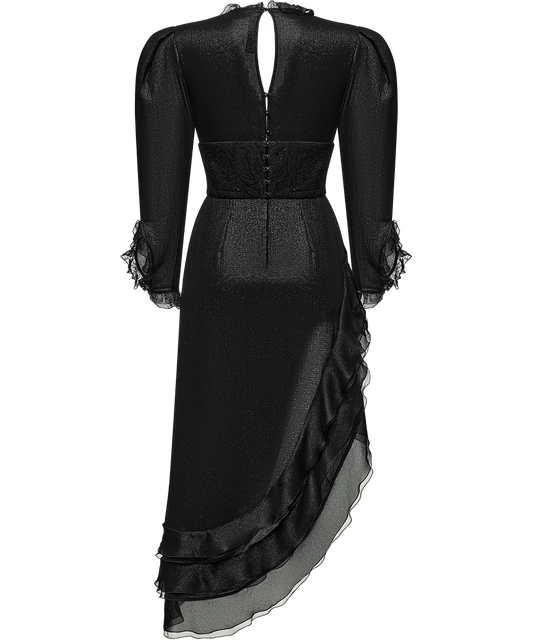 Georgette midi dress with flounces