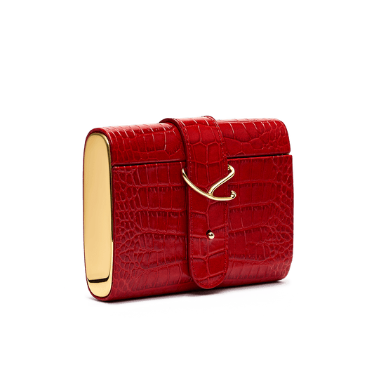 Clutch with signature buckle and gold-tone detailing