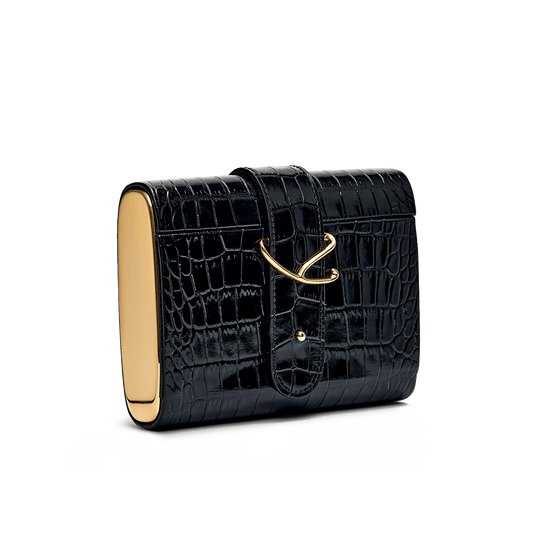 Clutch with signature buckle and gold-tone detailing