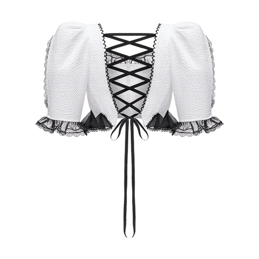 Cotton blouse with organza trim