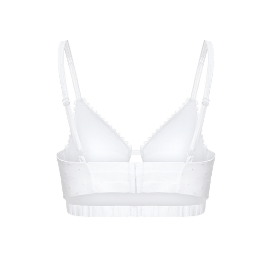 Embroidered batiste and linen bustier top