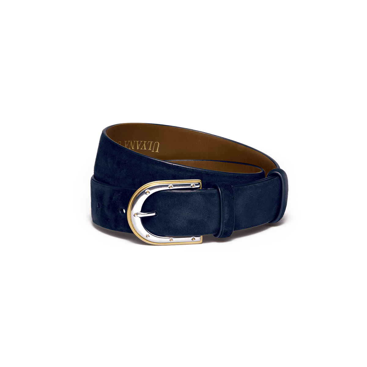 Suede belt with horseshoe buckle