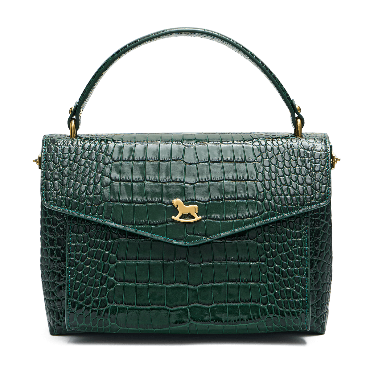 Leather satchel with a signature clasp