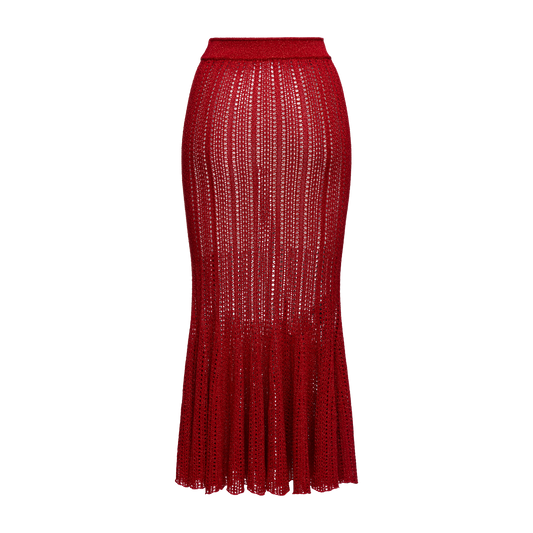 Knitted midi skirt with flowing pleats