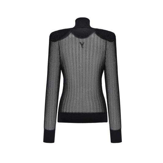 Turtleneck with hand-embroidered signature chevron