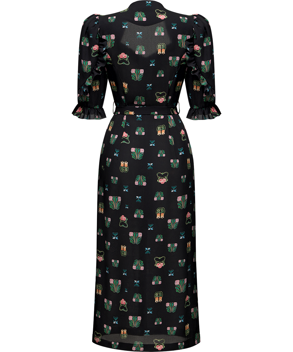 Silk dress with a signature print