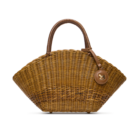 Basket bag with signature print lining and a charm