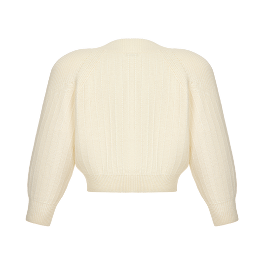 Wool and cashmere cardigan with signature lace chevron