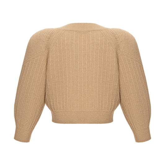 Wool and cashmere cardigan with signature lace chevron