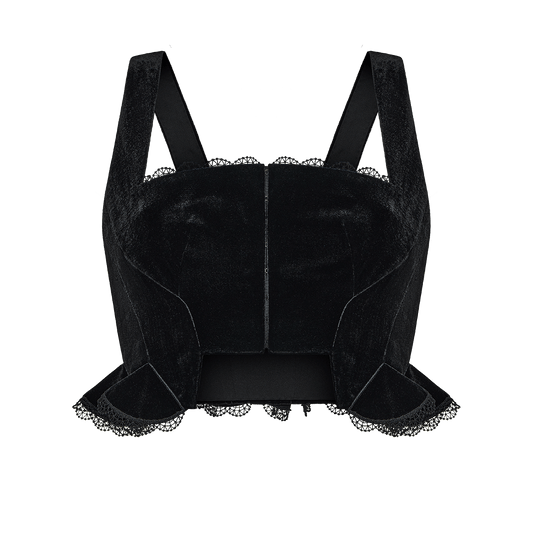 Velvet corset with lace trim