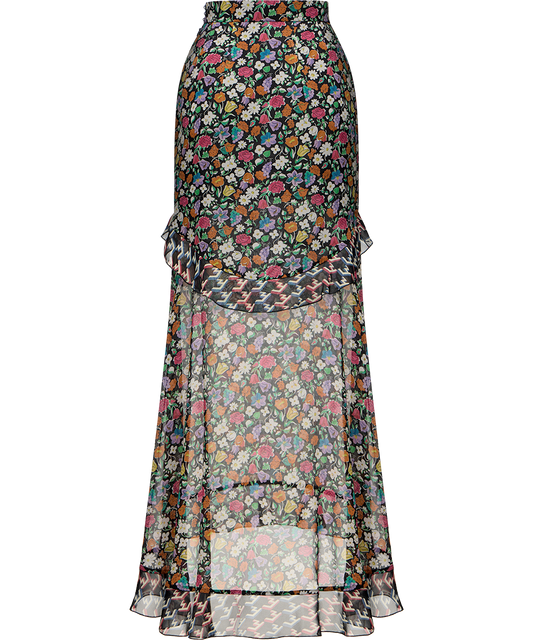 Silk midi skirt with a signature print