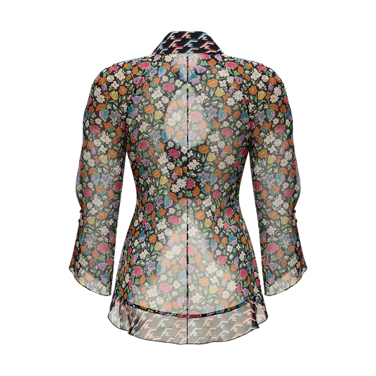 Silk blouse with a signature print