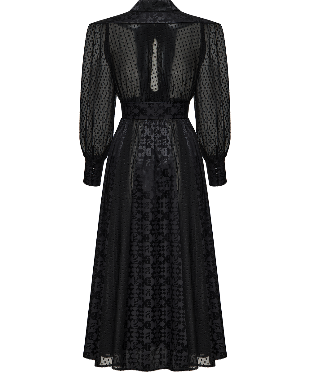 Silk fil coupé and jacquard dress