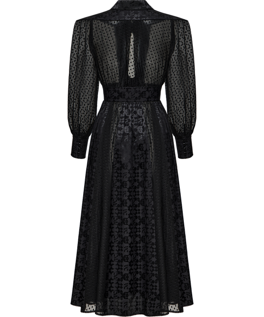 Silk fil coupé and jacquard dress