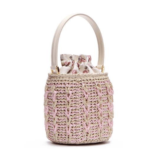 Woven basket with signature print lining