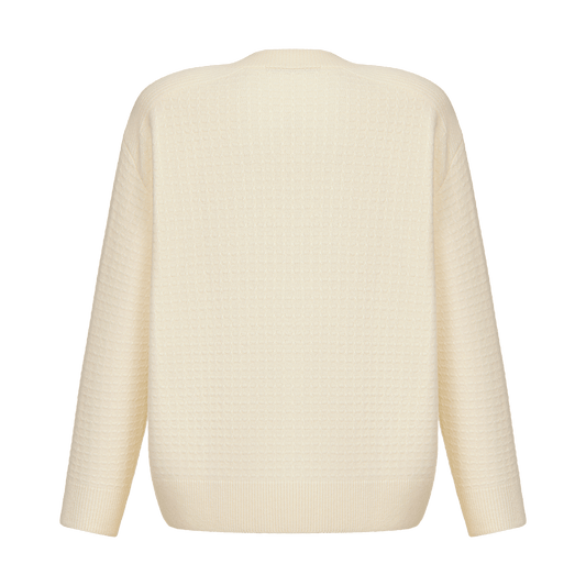 Cashmere cardigan with signature lace chevron