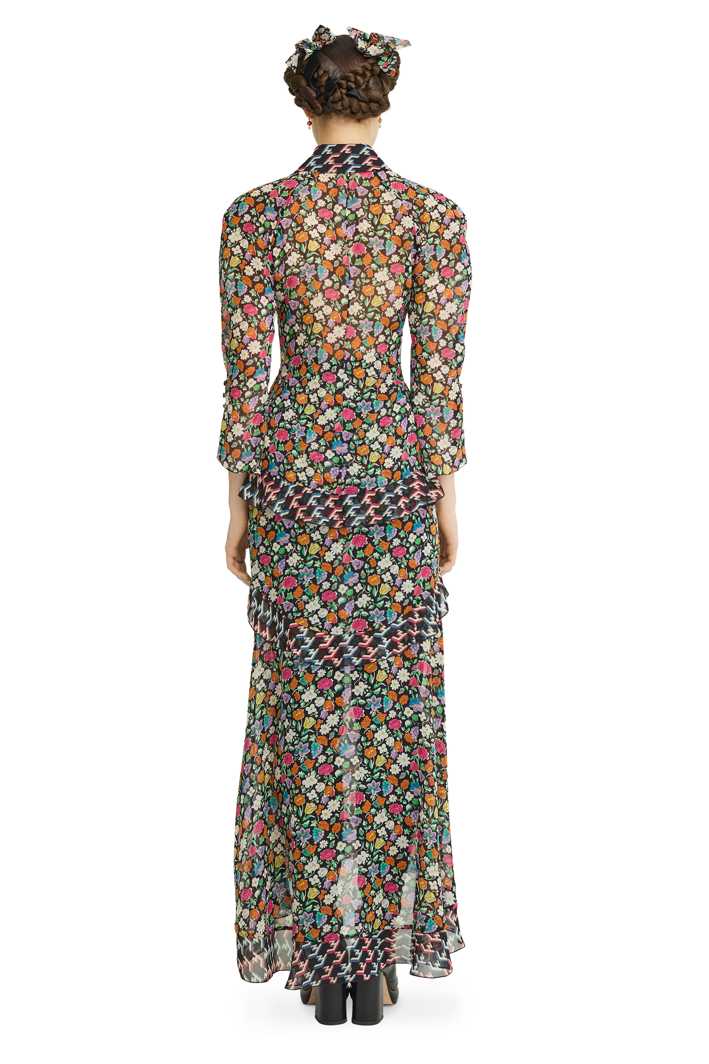 Silk midi skirt with a signature print
