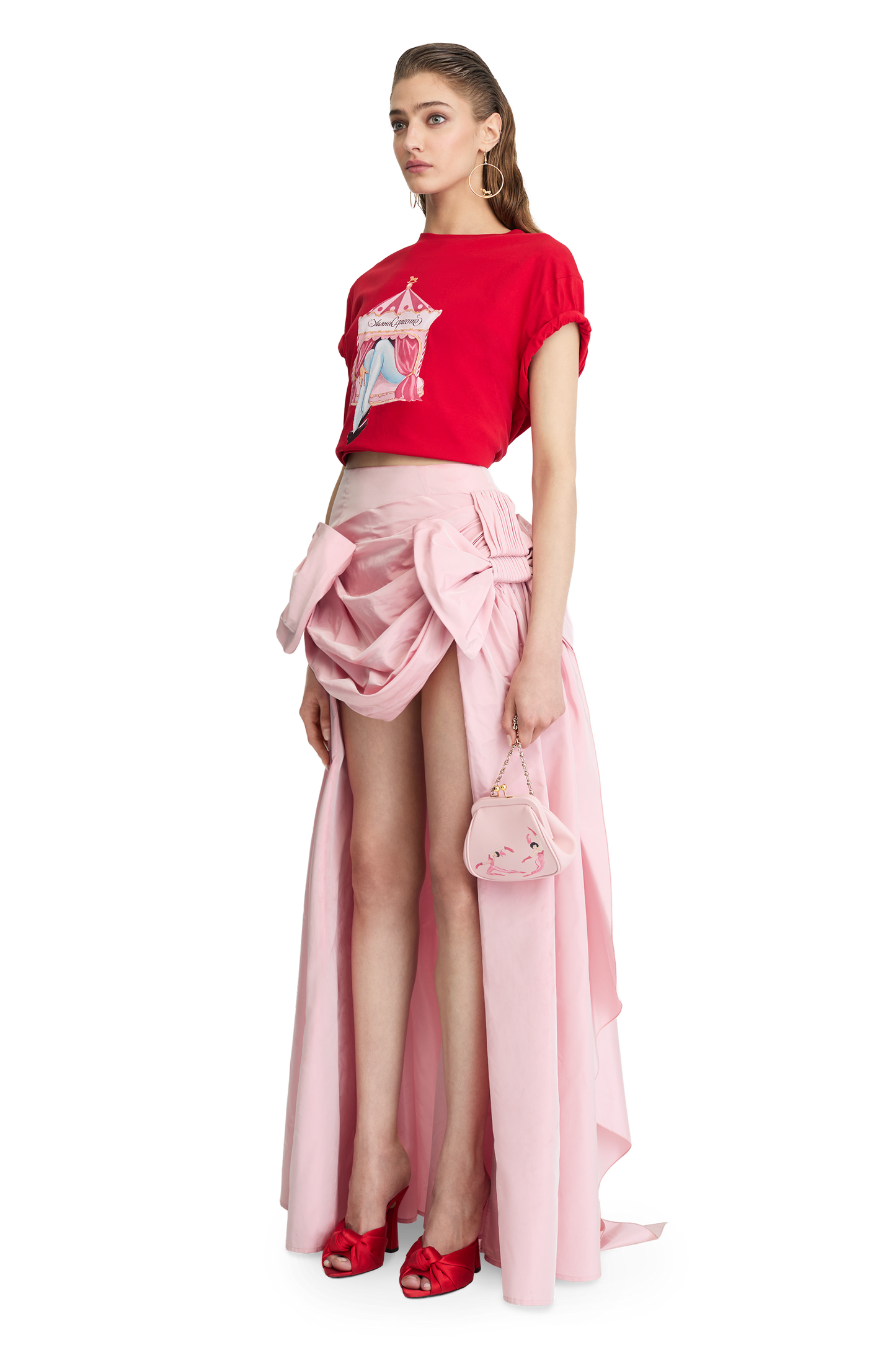 Leather mini bag with a signature print