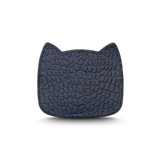 Cat-shaped leather cardholder with signature “U.S.” initials