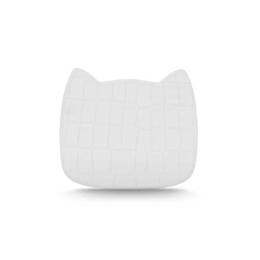 Cat-shaped leather cardholder with signature “U.S.” initials