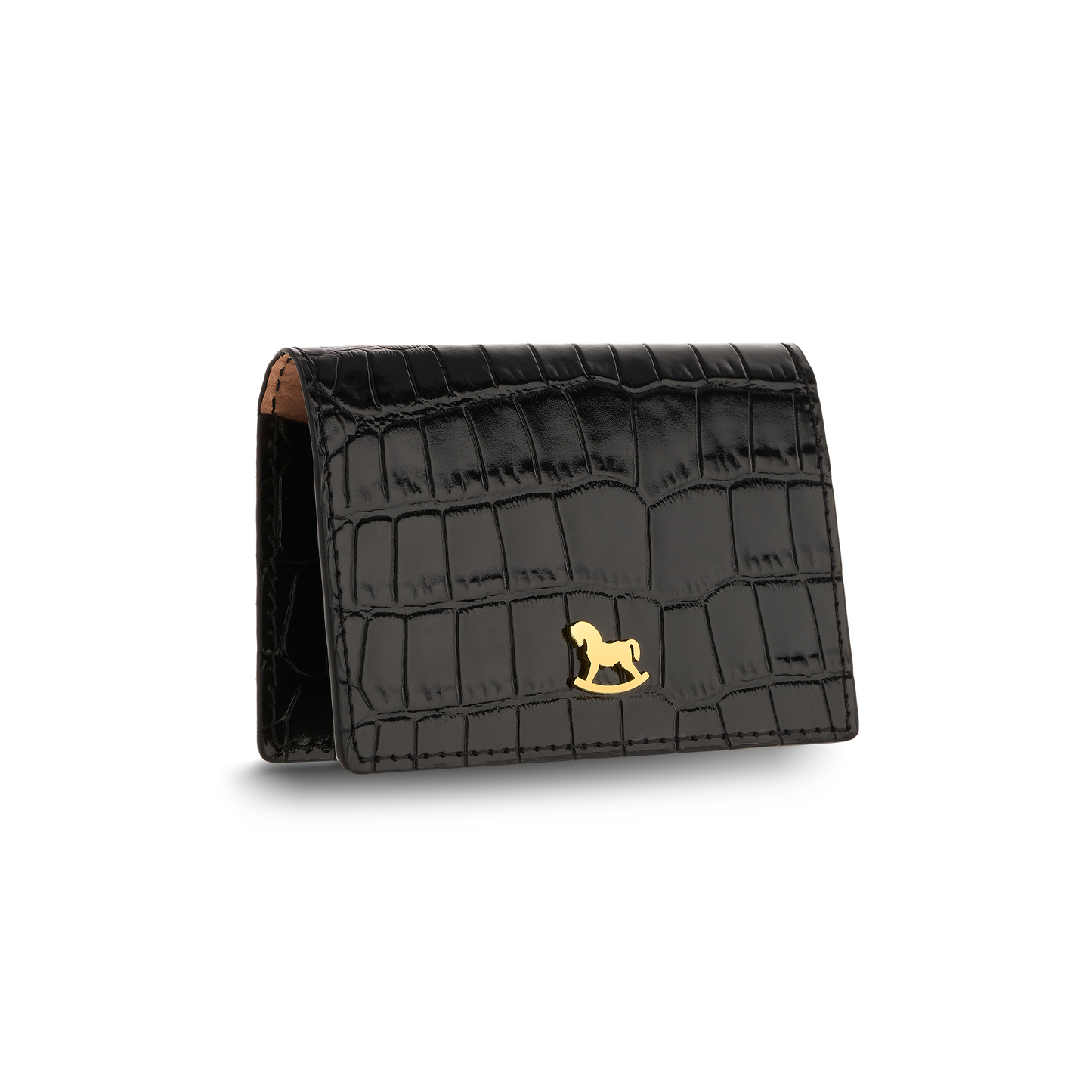 Leather cardholder with iconic rocking horse