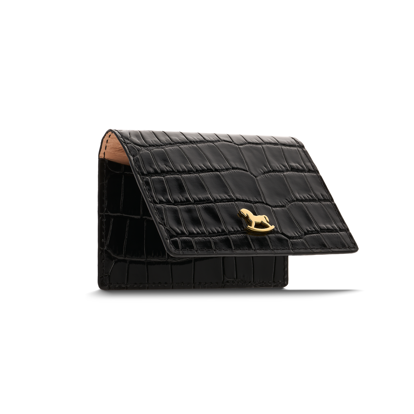 Leather cardholder with iconic rocking horse