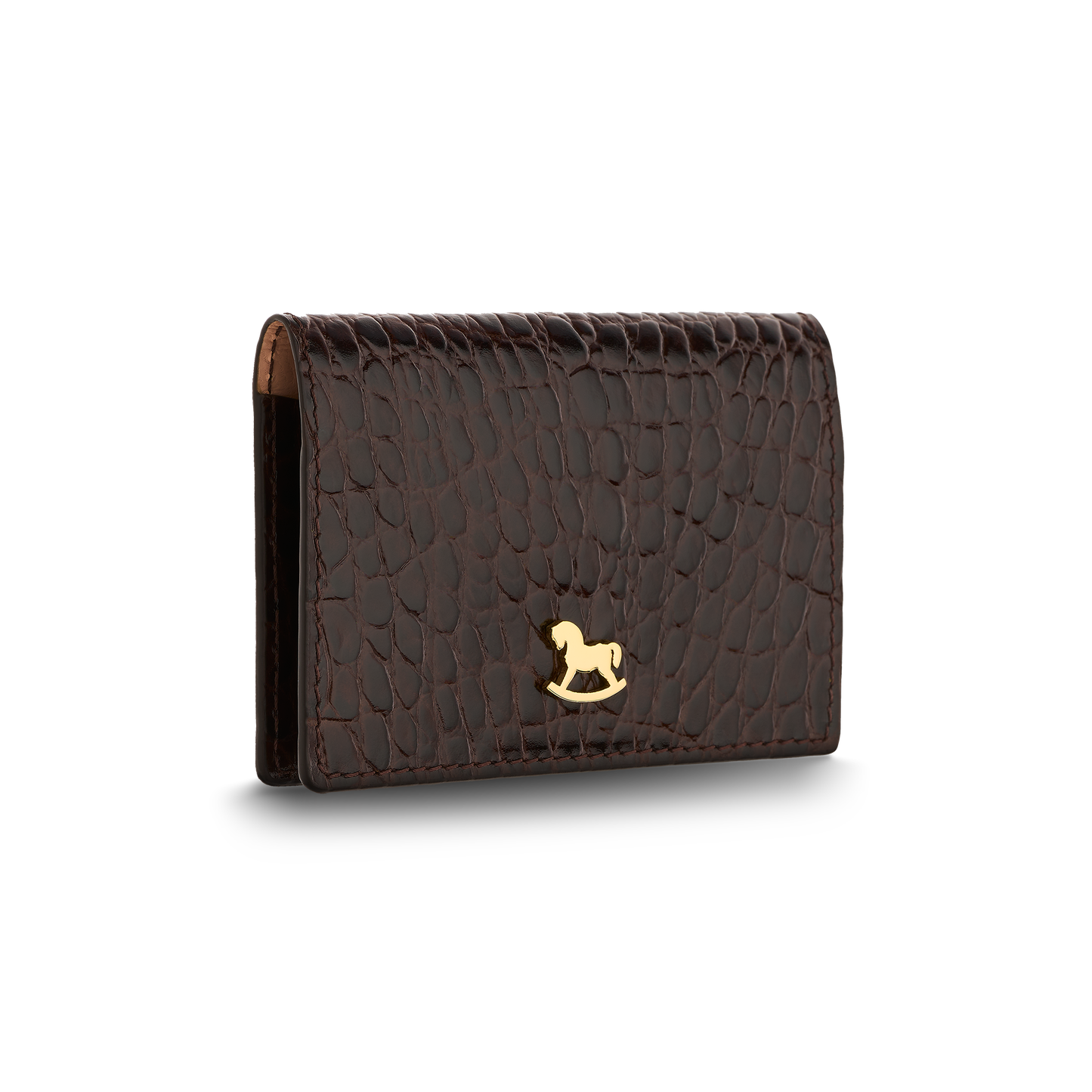 Leather cardholder with iconic rocking horse