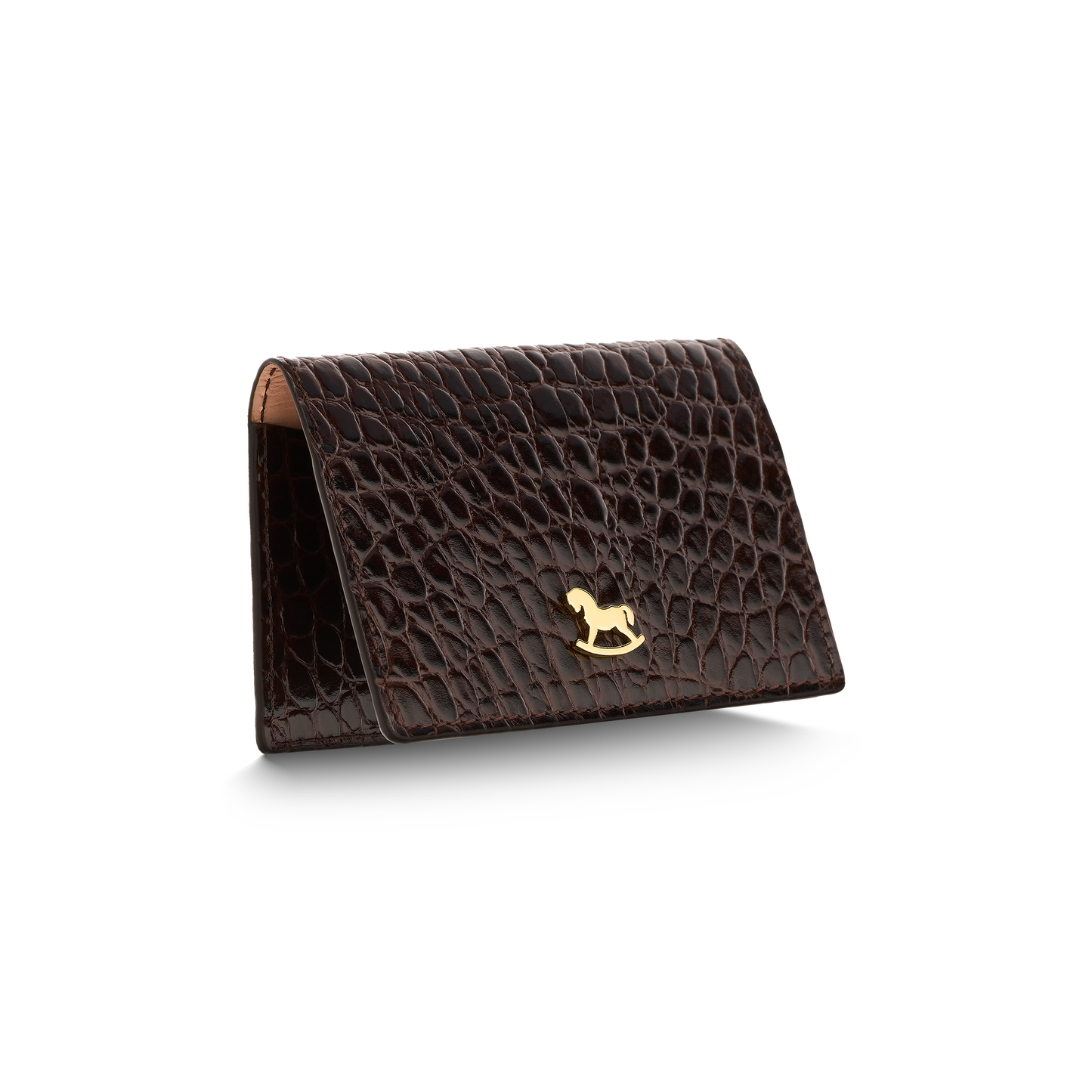 Leather cardholder with iconic rocking horse