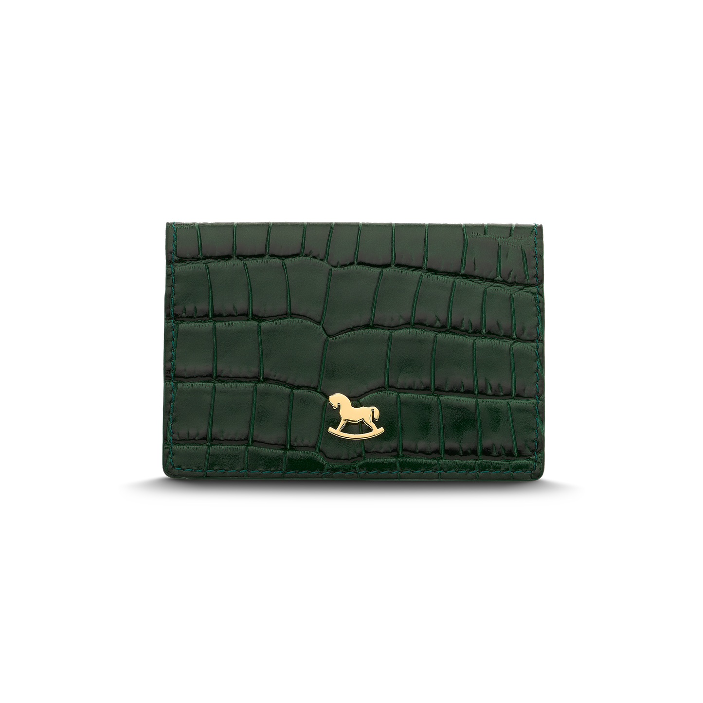 Leather cardholder with iconic rocking horse