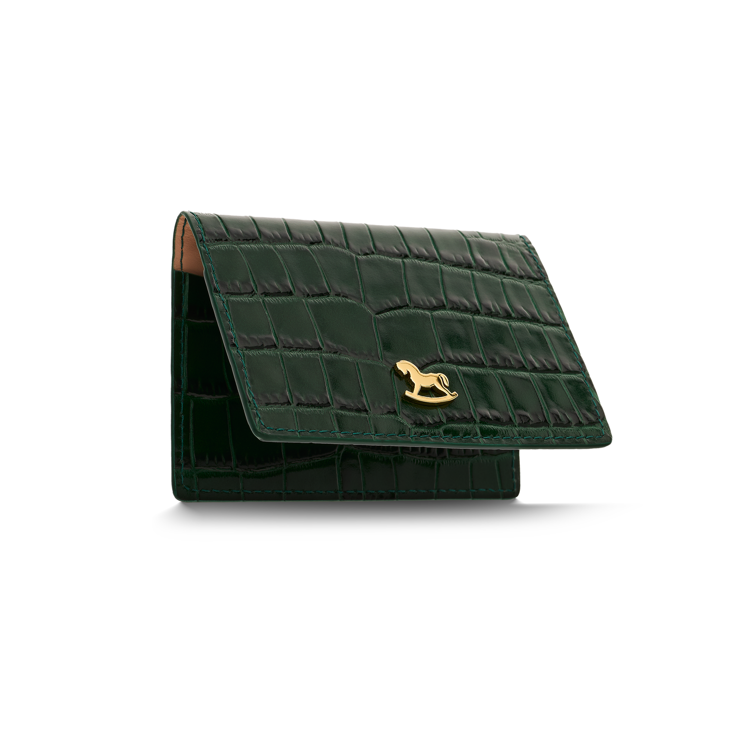 Leather cardholder with iconic rocking horse