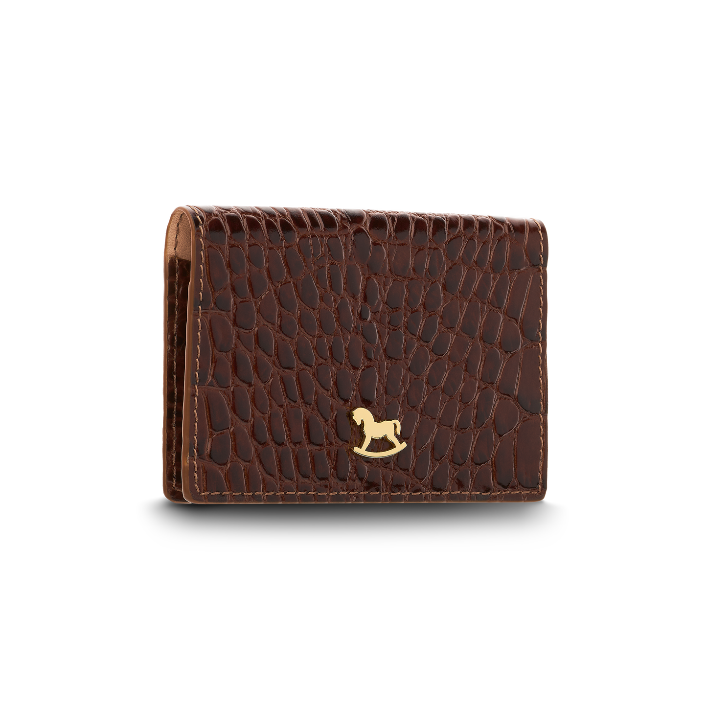 Leather cardholder with iconic rocking horse