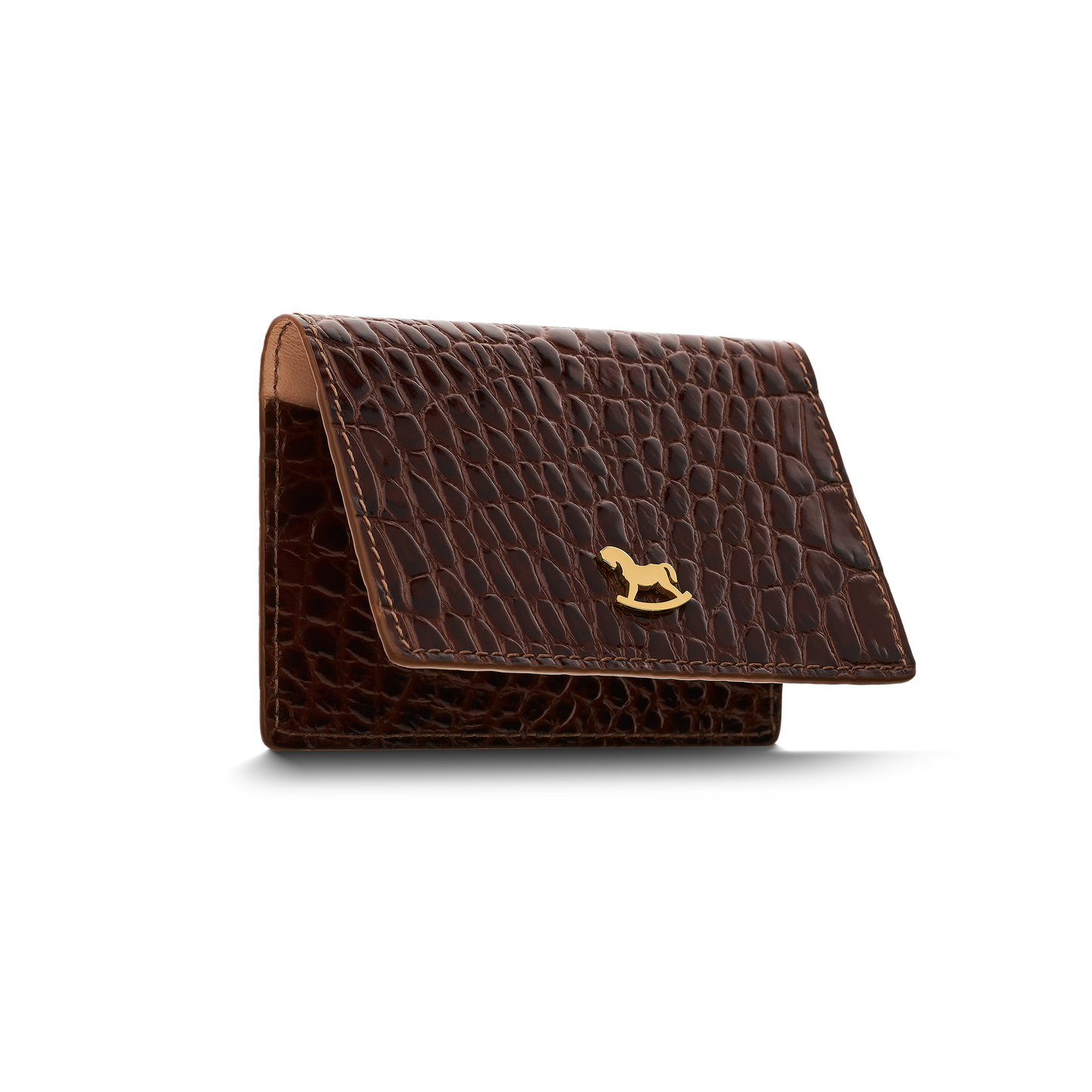 Leather cardholder with iconic rocking horse