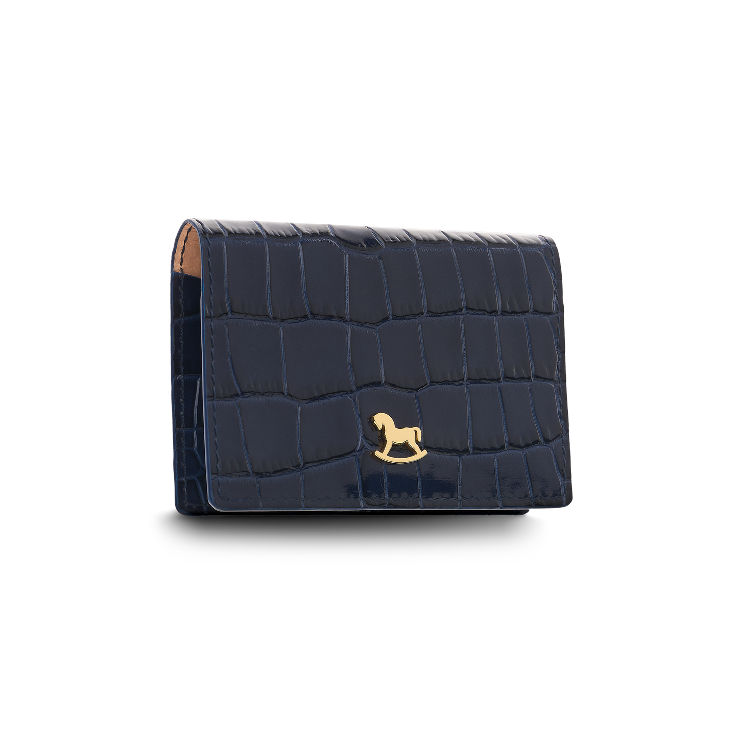 Leather cardholder with iconic rocking horse