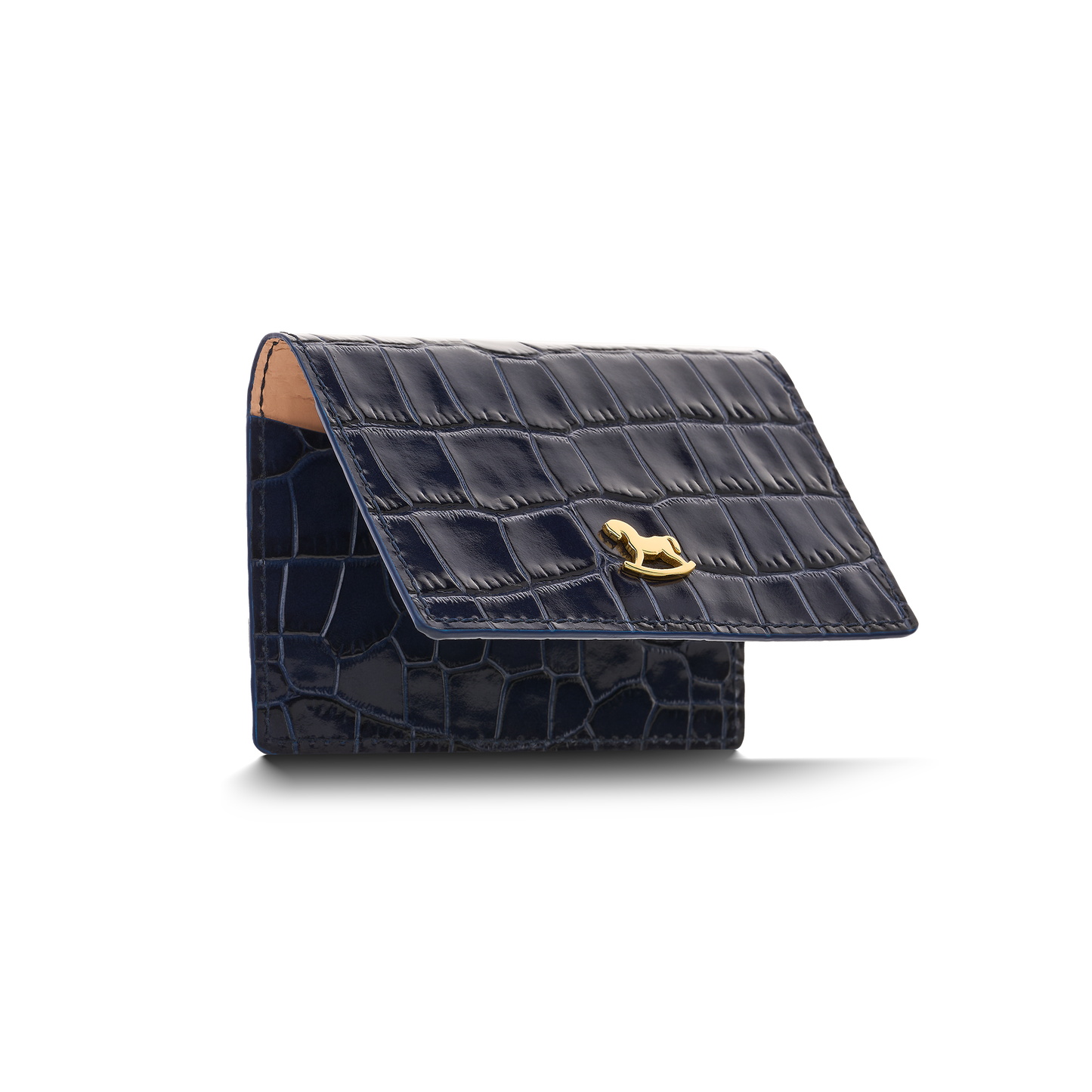 Leather cardholder with iconic rocking horse