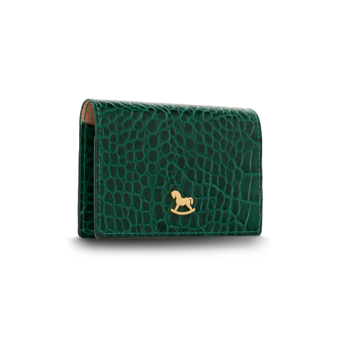 Leather cardholder with iconic rocking horse