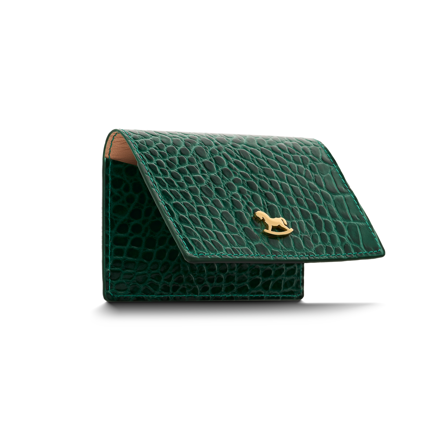 Leather cardholder with iconic rocking horse
