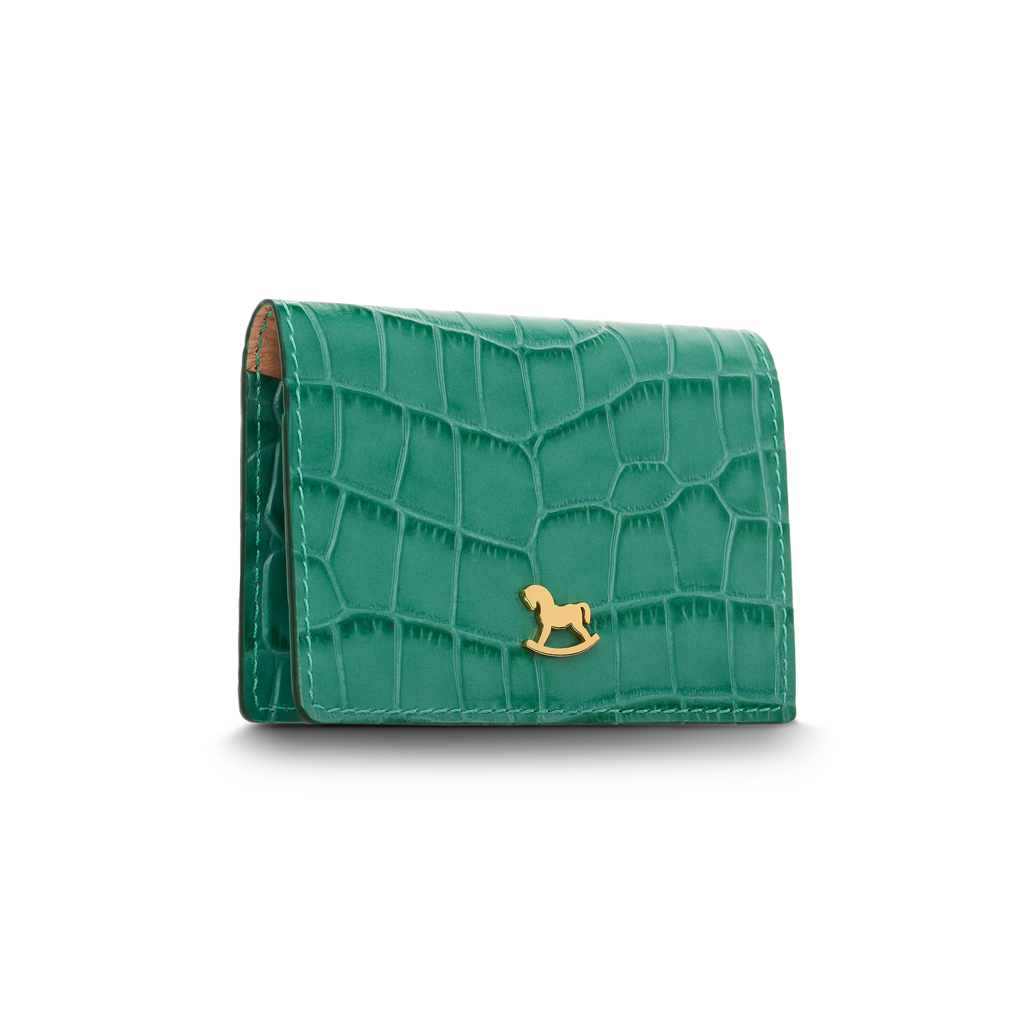 Leather cardholder with iconic rocking horse