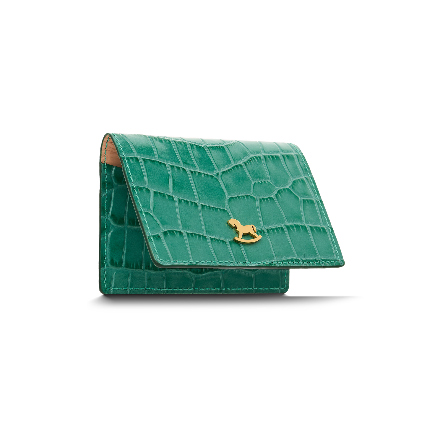 Leather cardholder with iconic rocking horse