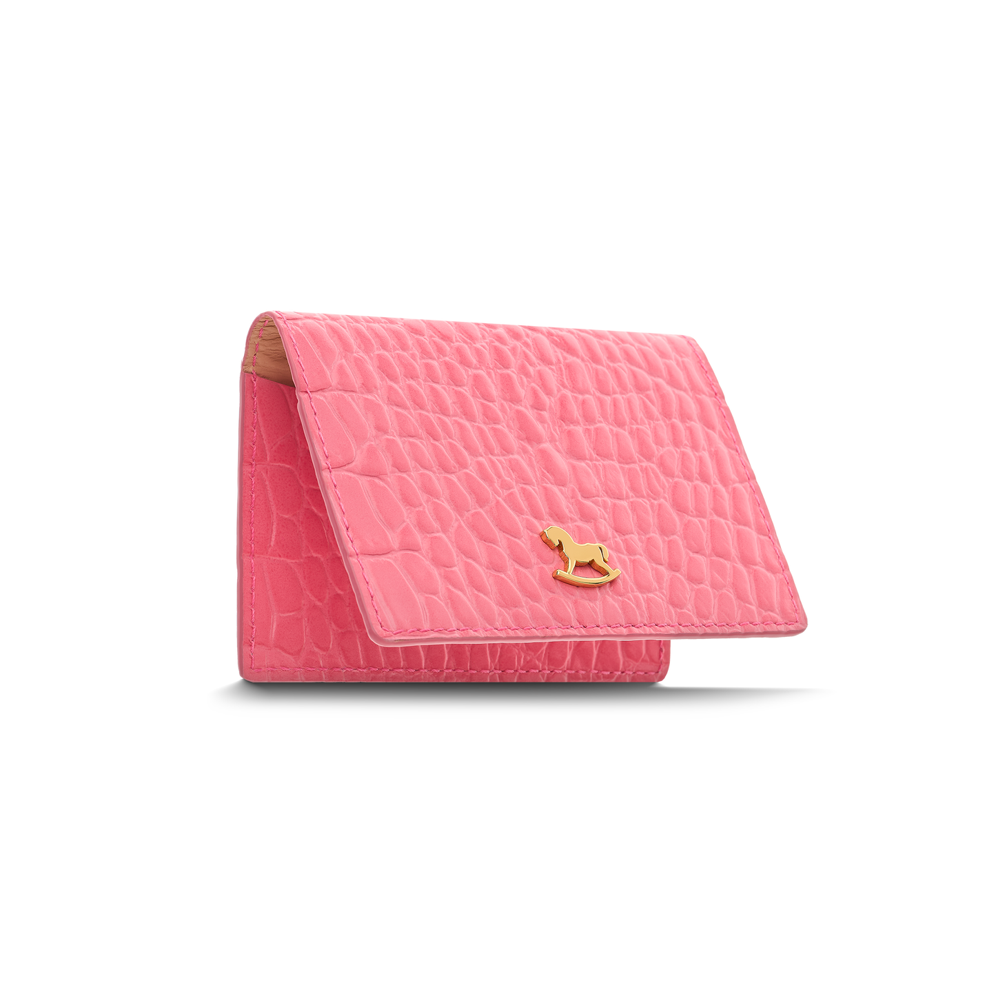 Leather cardholder with iconic rocking horse