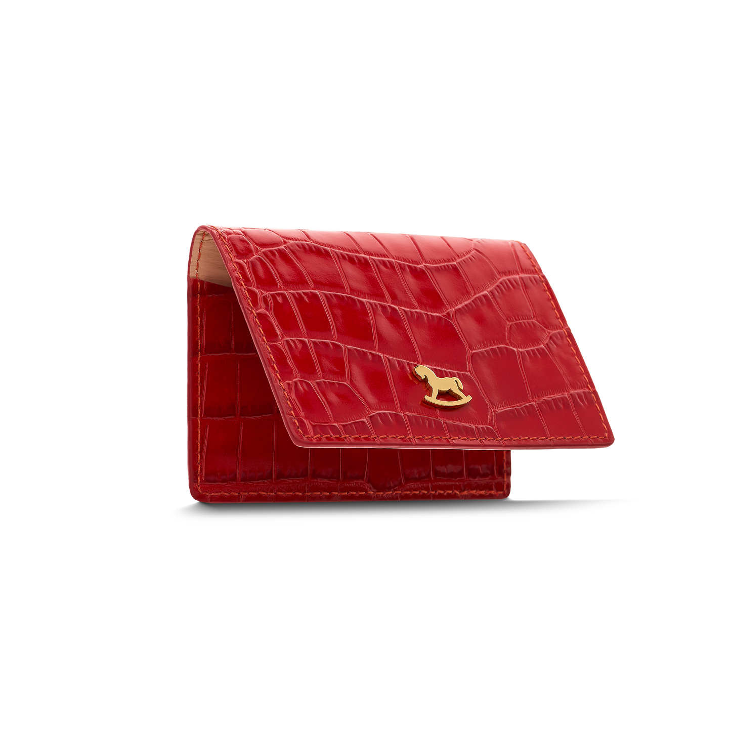 Leather cardholder with iconic rocking horse