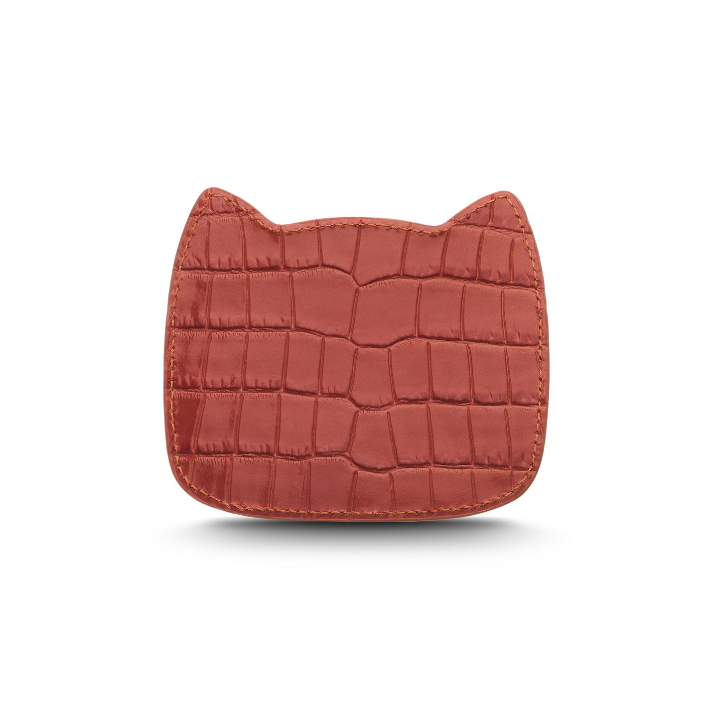 Cat-shaped leather cardholder with signature “U.S.” initials
