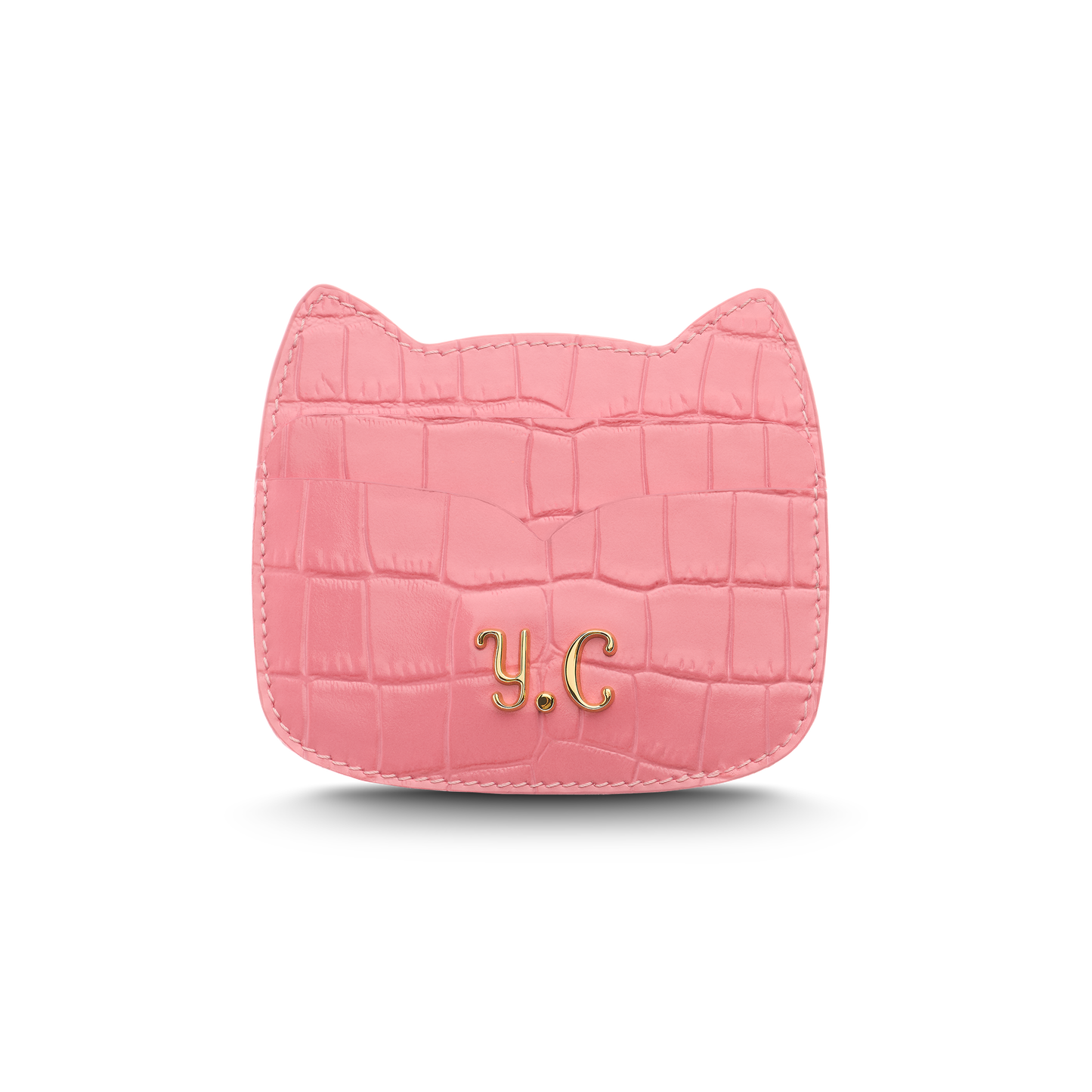 Cat-shaped leather cardholder with signature “U.S.” initials