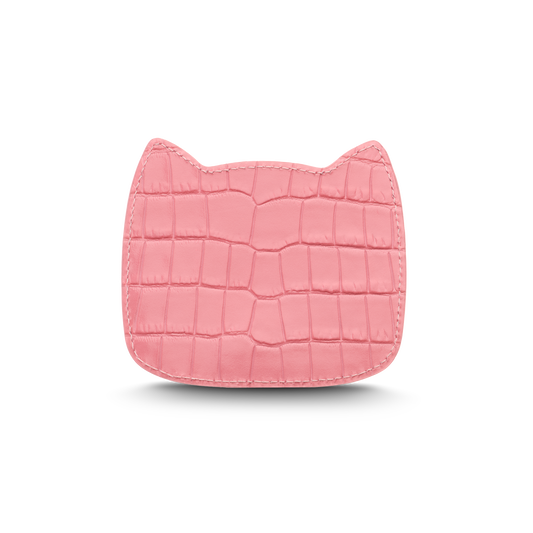 Cat-shaped leather cardholder with signature “U.S.” initials