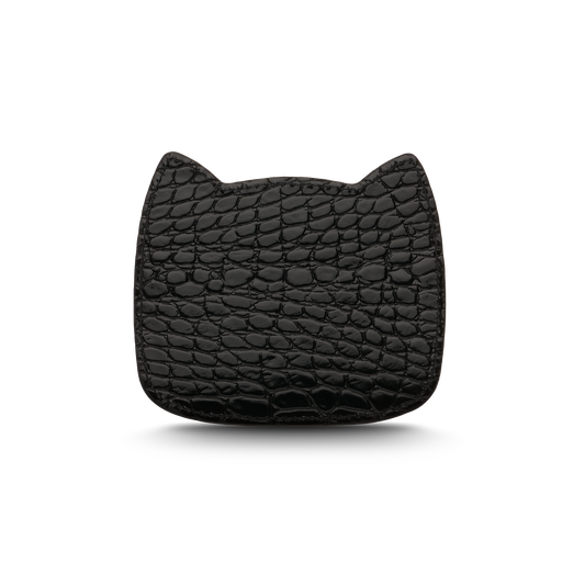 Cat-shaped leather cardholder with signature “U.S.” initials