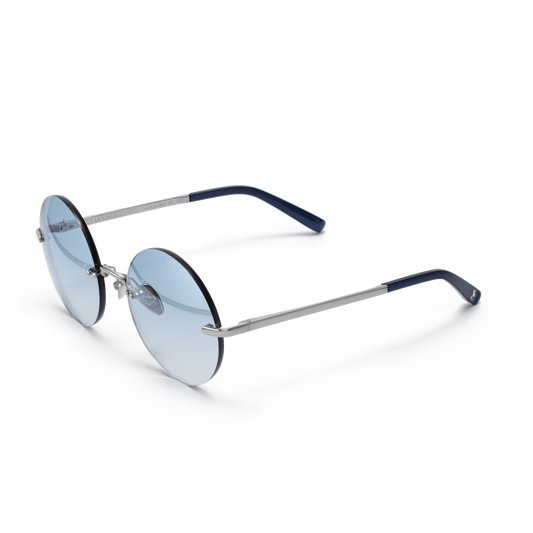 Round sunglasses with blue lenses